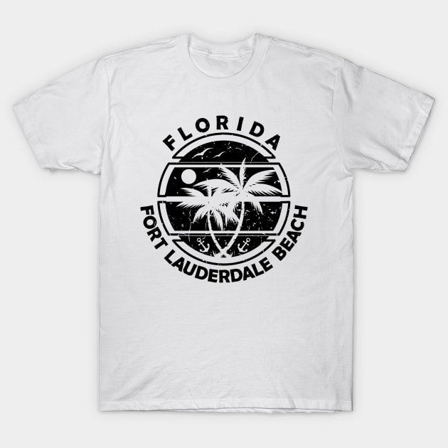 Fort Lauderdale Florida, Tropical Palm Trees, Ship Anchor - Summer T-Shirt by Jahmar Anderson